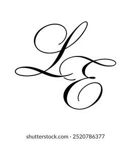 LE Kalligrafie Monogramm Anfangsbuchstaben Logo