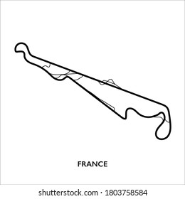 Le Castellet circuit, France. Motorsport race track vector map