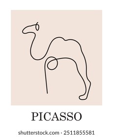 Le Chameneau, Pablo Picasso. Illustrieren Sie Picassos Gemälde mit Skizzenlinien. Drucken, Grafiken. Moderne Ästhetik. Anwendung von Vektorgrafik, Wandkunst, Hausdekorationskunst