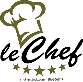 Le Chef - Cook Hat -  Five Gold Stars - Vector