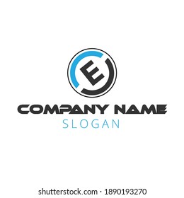 LE Circular Letter Logo with Circle Brush Design and Black Background.