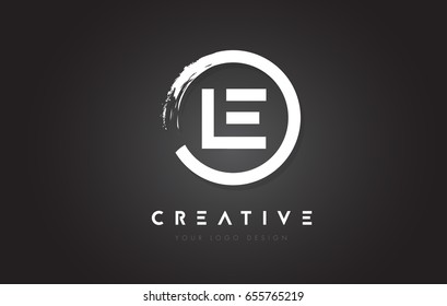 LE Circular Letter Logo with Circle Brush Design and Black Background.