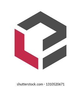 LE or EL Letter Combination in Hexagon Logo Concept