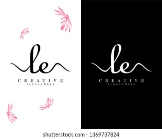 le, el letter handwriting logo template