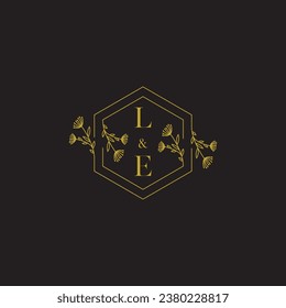LE elegant wedding initial logo in high quality professional design that will print well across any print media