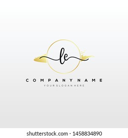LE handwriting initial logo template vector.
