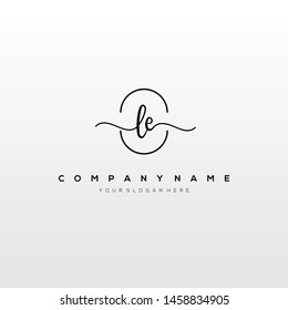 LE handwriting initial logo template vector.