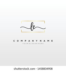LE handwriting initial logo template vector.