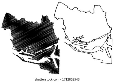 Le Havre City (French Republic, France) map vector illustration, scribble sketch City of Le Havre map