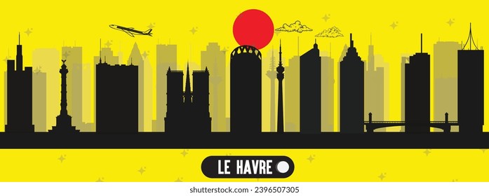  Le Havre , France beautiful skyline vector illustration