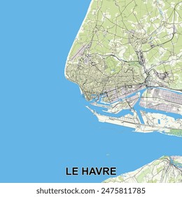Le Havre, France map poster art