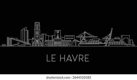 Le Havre Skyline with France Cityscape silhouette.