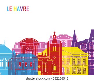 Le Havre skyline pop in editable vector file