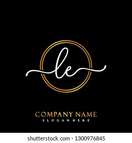 LE Initial Handwriting logo template vector