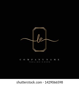 LE initial handwriting logo template vector
