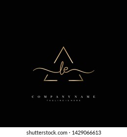 LE initial handwriting logo template vector