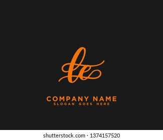 LE Initial Handwriting Logo Vector