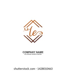 LE Initial handwriting logo vector
