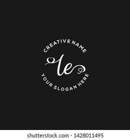 LE Initial handwriting logo vector