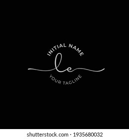 le Initial handwriting signature logo vector. Hand lettering for designs