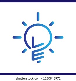 LE Initial Letter with creative bulb Logo vector element. Initial letter bulb Logo Template