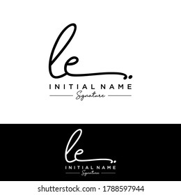 LE Initial letter handwriting and signature logo.