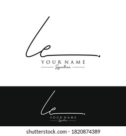 LE Initial letter handwriting and signature logo.
