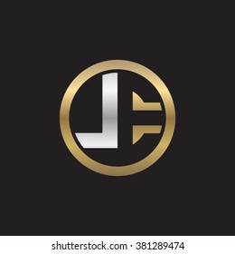 LE initial letters circle elegant logo golden silver black background