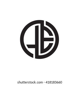LE initial letters looping linked circle monogram logo