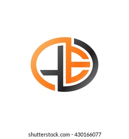 LE initial letters looping linked ellipse logo orange black
