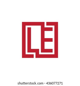 LE initial letters looping linked square logo red