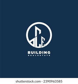 LE initial monogram building logo for real estate with creative circle style design