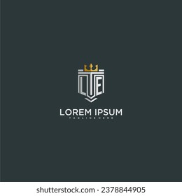 LE initial monogram for crown and shield logo design