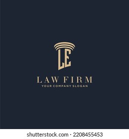 LE initial monogram lawfirm logo with pillar design