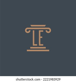 LE initial monogram for lawfirm logo with pillar design