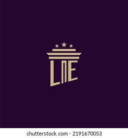 LE initial monogram logo design for lawfirm lawyers with pillar vector image