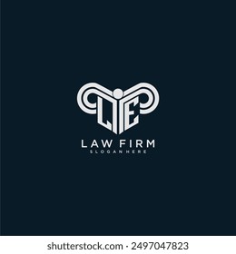 LE initial monogram logo lawfirm with pillar design