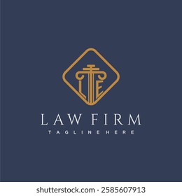 LE initial monogram logo for lawfirm with pillar in creative square design