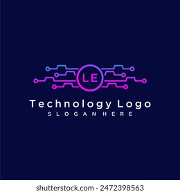 LE initial monogram for technology logo with circle style design