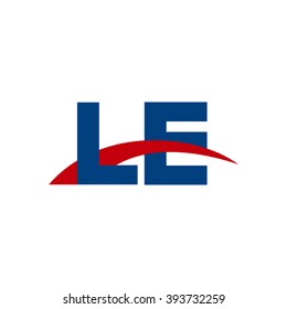 LE initial overlapping swoosh letter logo blue red