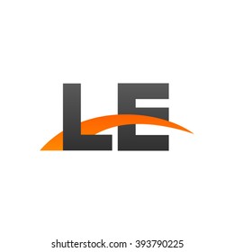 LE initial overlapping swoosh letter logo black orange