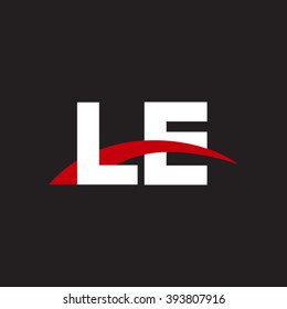 LE initial overlapping swoosh letter logo white red black background