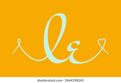 LE initial wedding monogram calligraphy vector illustration. Hand drawn lettering l and e love logo design for valentines day poster, greeting card, photo album, banner print or tattoo.