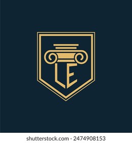 LE Initials Law Firm Logo Lawyer logo with creative law element