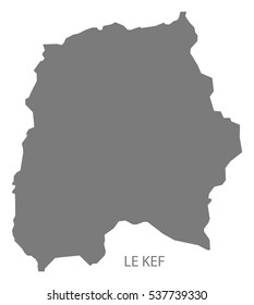 Le Kef Tunisia Map in grey