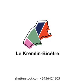 Le Kremilin Bicetre Map, France Country map flat style modern logotype design vector illustration