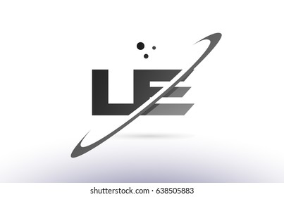 le l e alphabet letter logo black white grey swoosh creative text dots company vector icon design template