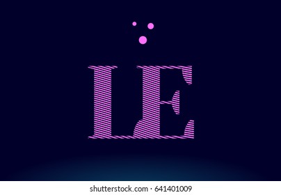 le l e alphabet letter logo pink line stripes magenta purple blue font creative text dots company vector icon design template