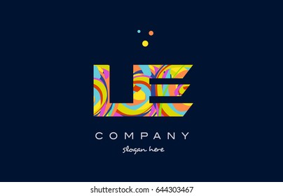 le l e alphabet letter logo colors colorful rainbow acrylic font creative text dots company vector icon design template