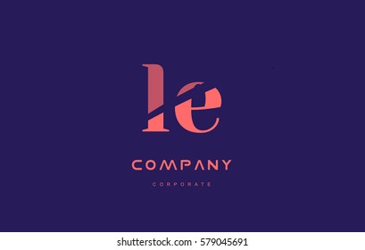 le l e alphabet small letter blue pink creative design vector company logo icon template 